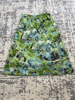 90s Vintage Green Fairy Floral Skirt